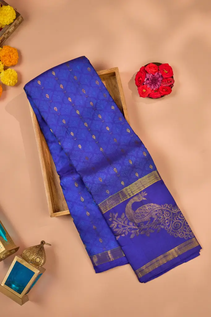 Royal Blue Peacock Pallu Pure Kanjivaram Silk Saree