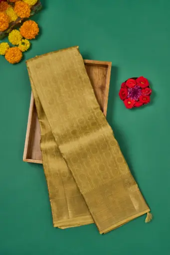 [THOA-MK-003] Antique Gold Self Zari Pure Kanjivaram Silk Saree