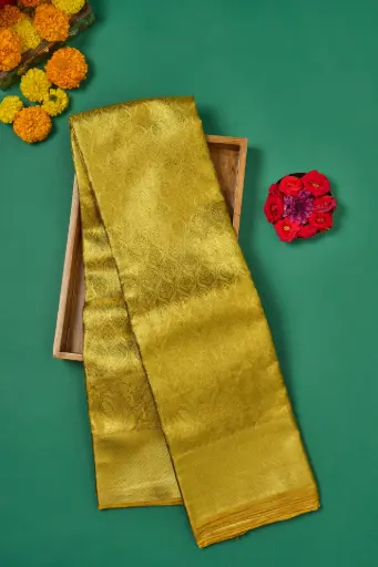 [THOA-MK-005] Turmeric Yellow Floral Jaal Pure Kanjivaram Silk Saree